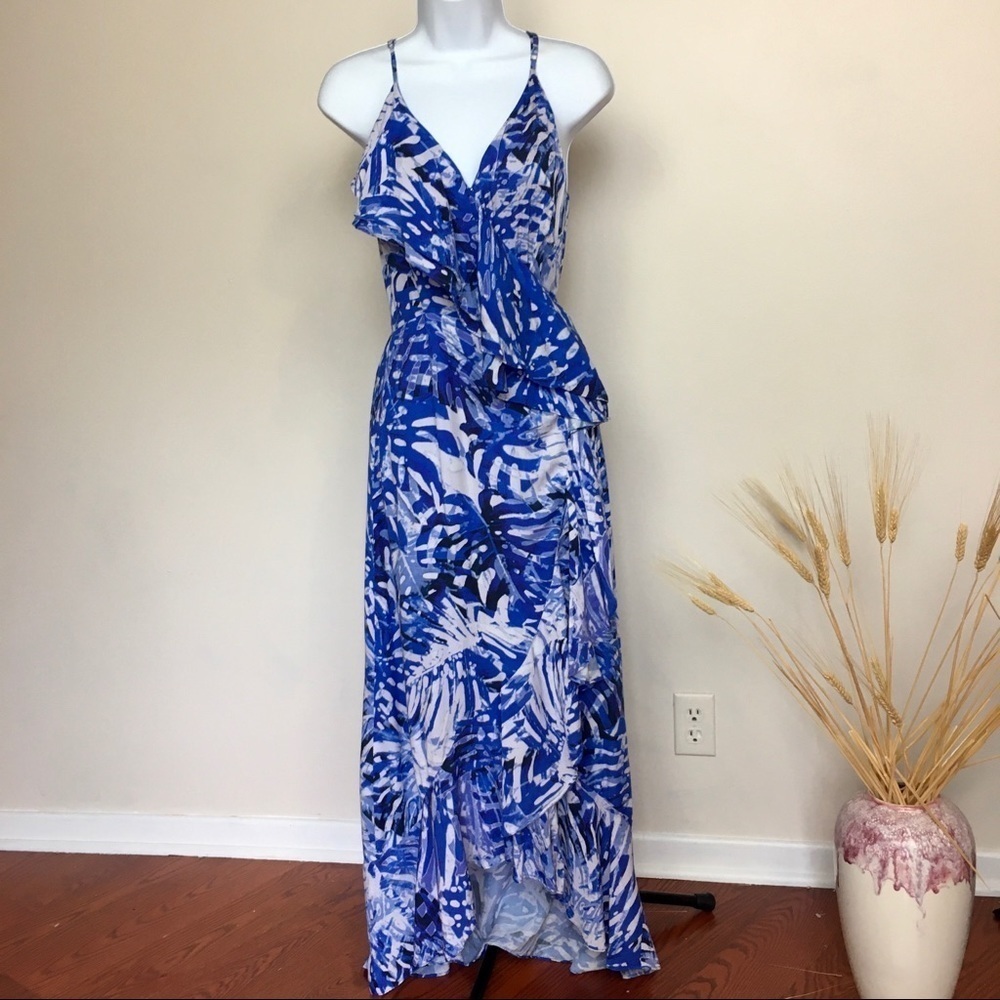 Full wrap dress GIANNI BINI. Blue maxi floral